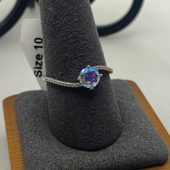 Fragrant Jewels Sterling Silver Ring w Aurora Borealas Crystal - Picture 11 of 13